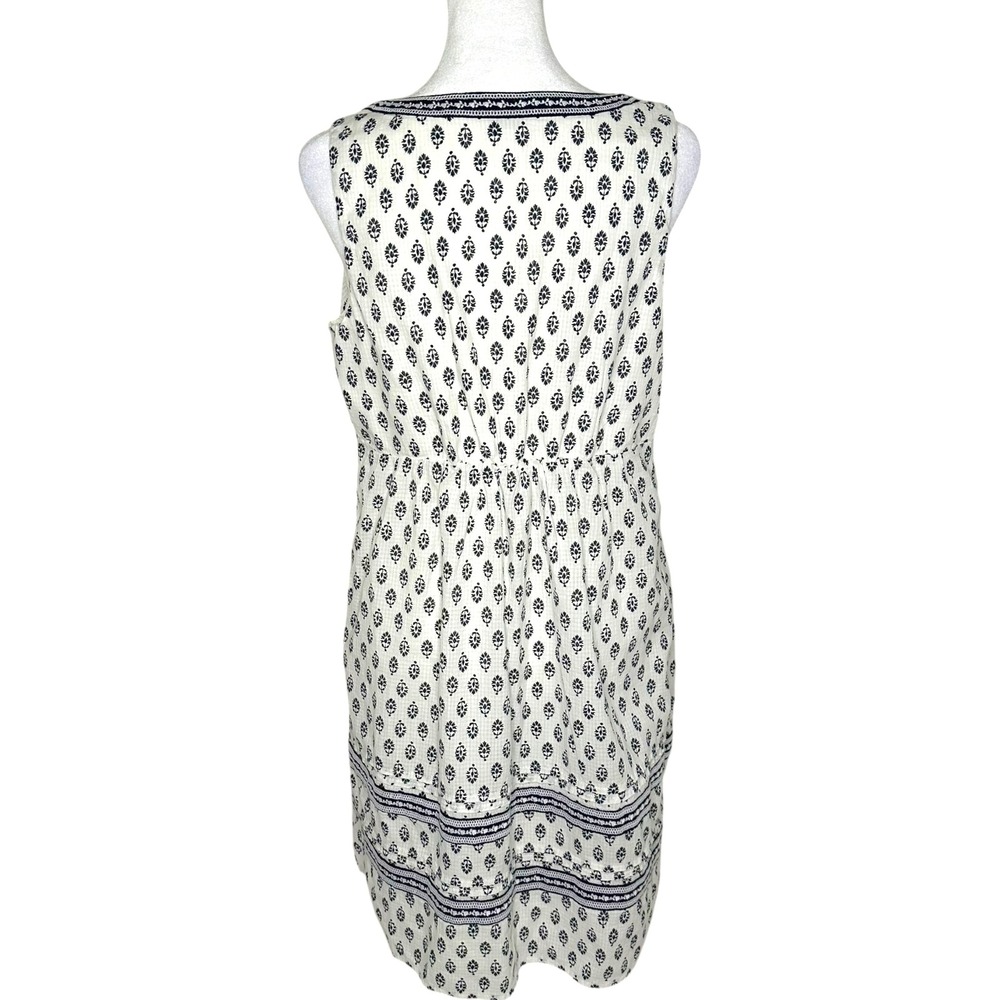 Pure Jill Sleeveless Printed Midi Dress‎ Small Relaxed Flowy Boho Black White - Picture 10 of 13